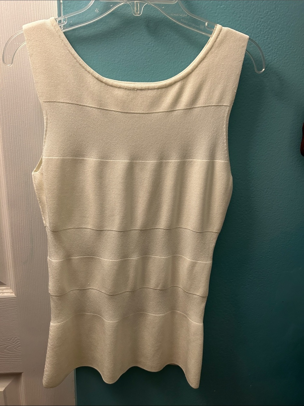 Cache Cream Textured Sleeveless Knit Tank